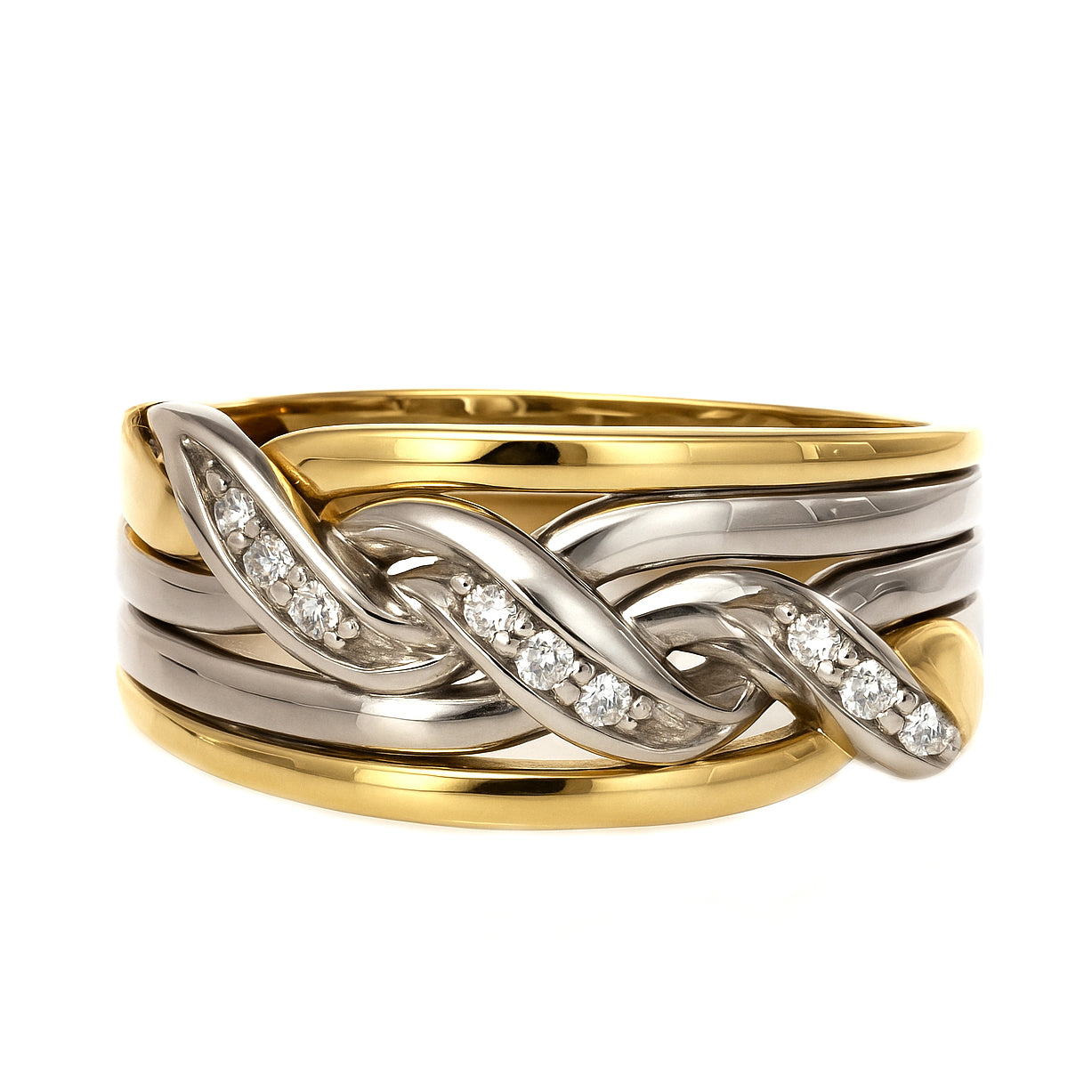 Anello - 18 carati Oro bianco, Oro giallo - 0.09ct. tw. Diamante (Naturale)