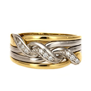 Anello - 18 carati Oro bianco, Oro giallo - 0.09ct. tw. Diamante (Naturale)