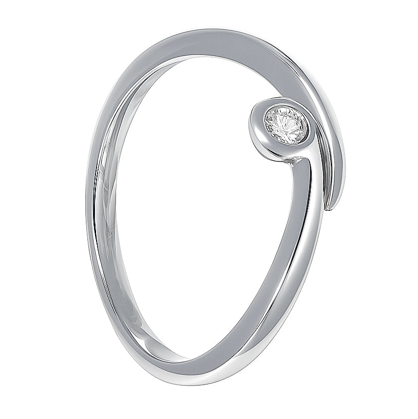 Anello - 18 carati Oro bianco - 0.03ct. tw. Diamante (Naturale)