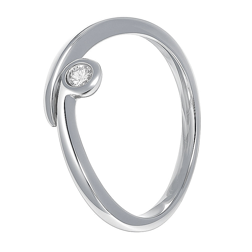 Anello - 18 carati Oro bianco - 0.03ct. tw. Diamante (Naturale)