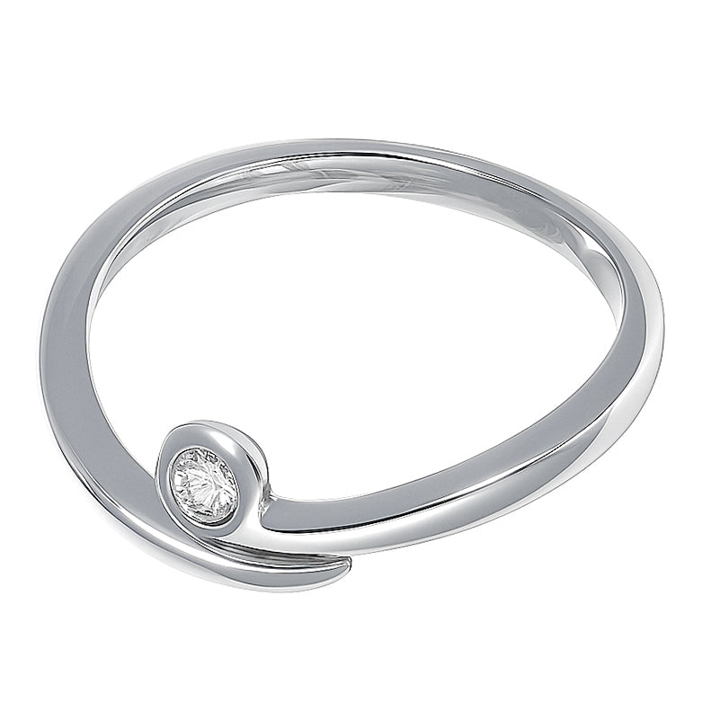 Anello - 18 carati Oro bianco - 0.03ct. tw. Diamante (Naturale)