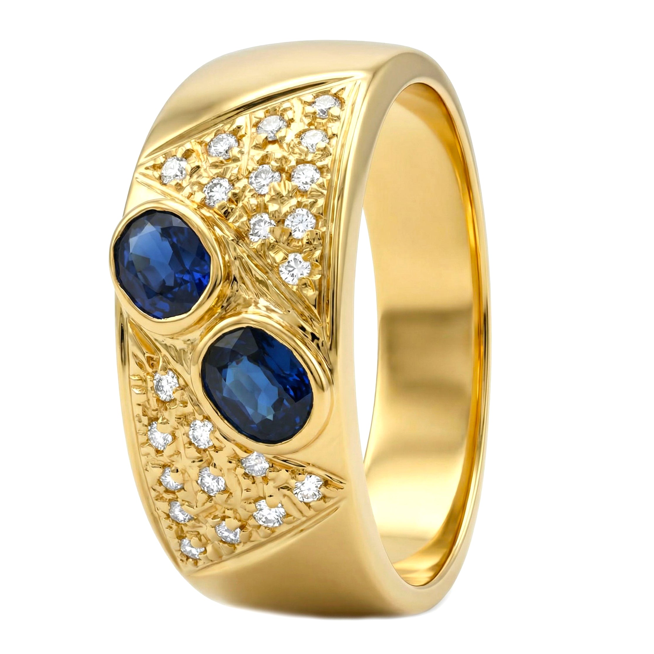Anello - 18 carati Oro giallo - 0.62ct. tw. Zaffiro - Diamante