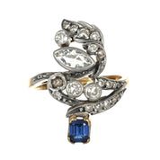 Anello - 18 carati Argento, Oro giallo - 1.95ct. tw. Zaffiro - Diamante