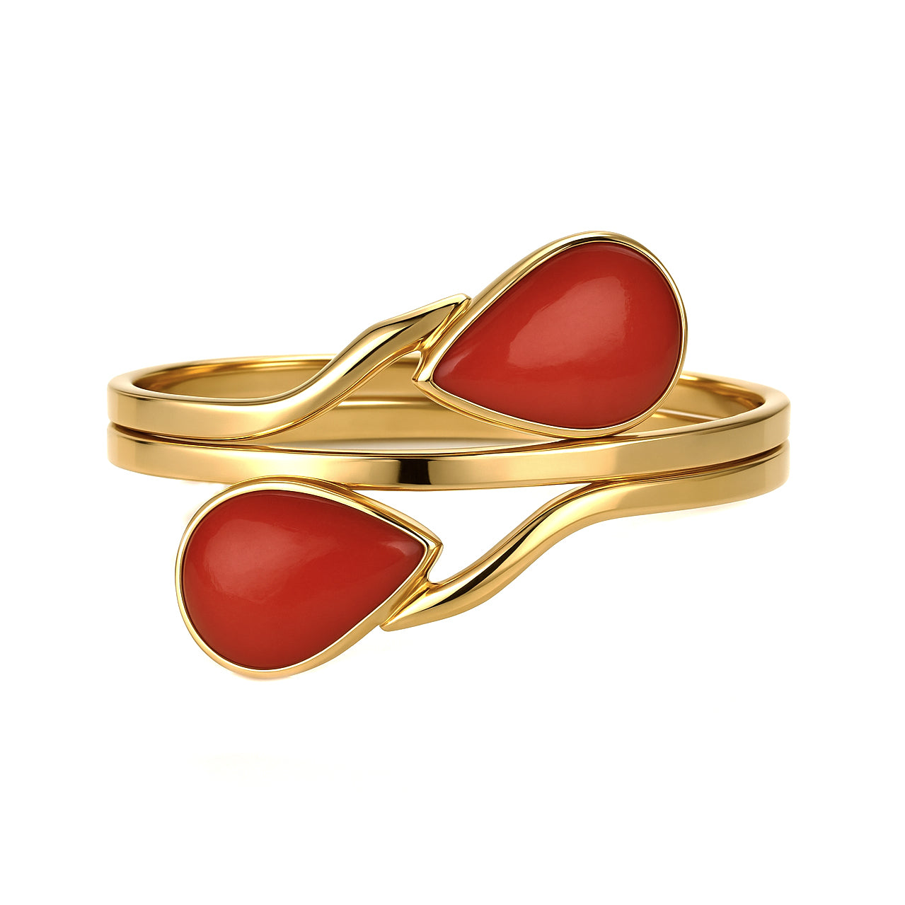 Anello - 18 carati Oro giallo Corallo