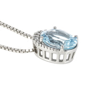 Collana con ciondolo - 18 carati Oro bianco - 0.64ct. tw. Acquamarina - Diamante