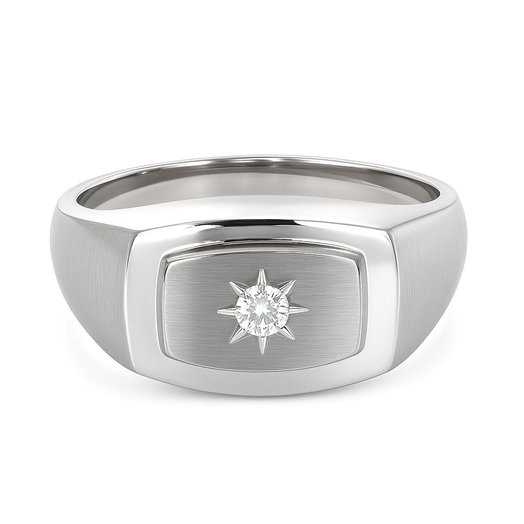 Anello - 18 carati Oro bianco - 0.03ct. tw. Diamante (Naturale)