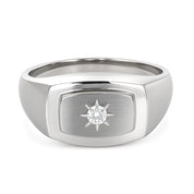 Anello - 18 carati Oro bianco - 0.03ct. tw. Diamante (Naturale)