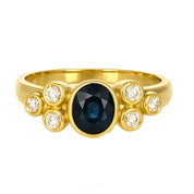 Anello - 18 carati Oro giallo - 0.81ct. tw. Zaffiro - Diamante