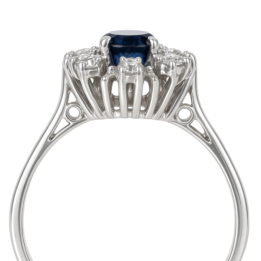 Anello - 18 carati Oro bianco - 0.46ct. tw. Zaffiro - Diamante