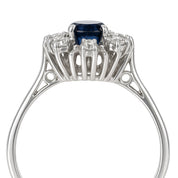 Anello - 18 carati Oro bianco - 0.46ct. tw. Zaffiro - Diamante