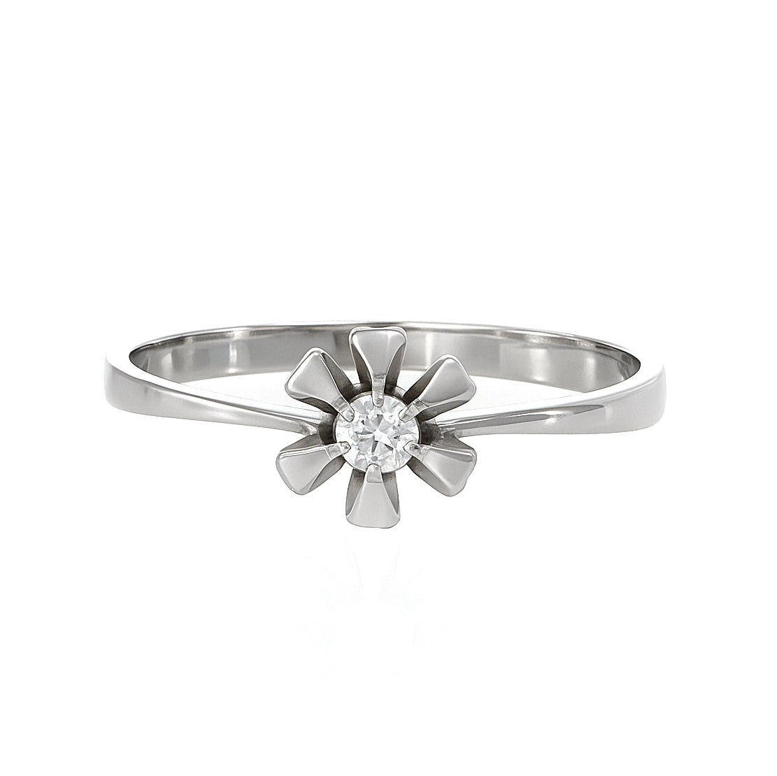 Anello - 18 carati Oro bianco - 0.04ct. tw. Diamante (Naturale)