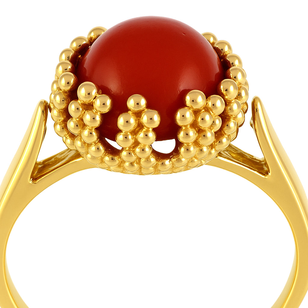 Anello - 18 carati Oro giallo Corallo