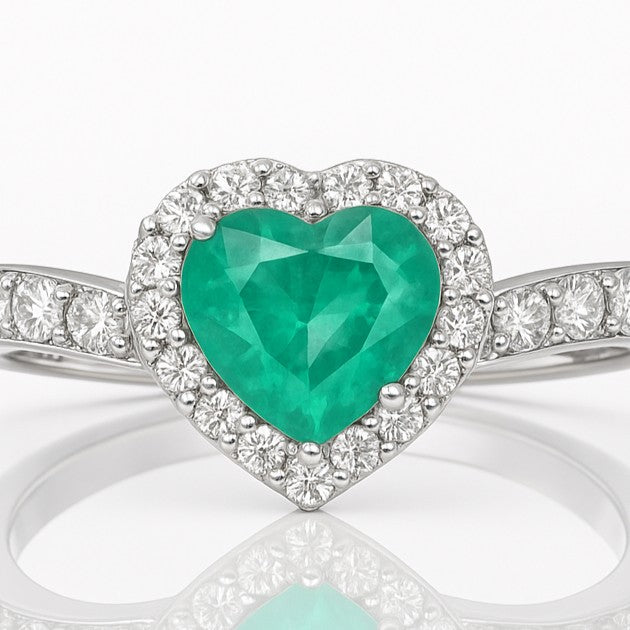 Anello - 18 carati Oro bianco - 1.65ct. tw. Smeraldo - Diamante