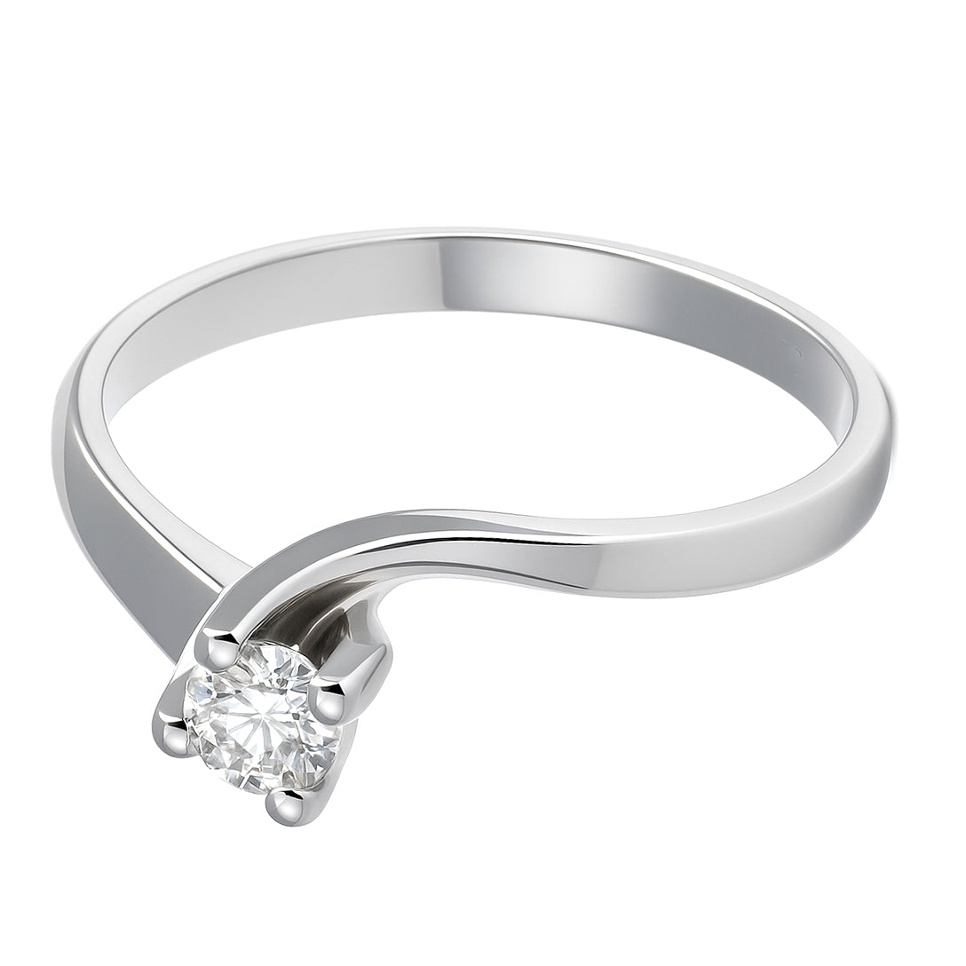 Anello - 18 carati Oro bianco - 0.15ct. tw. Diamante (Naturale)