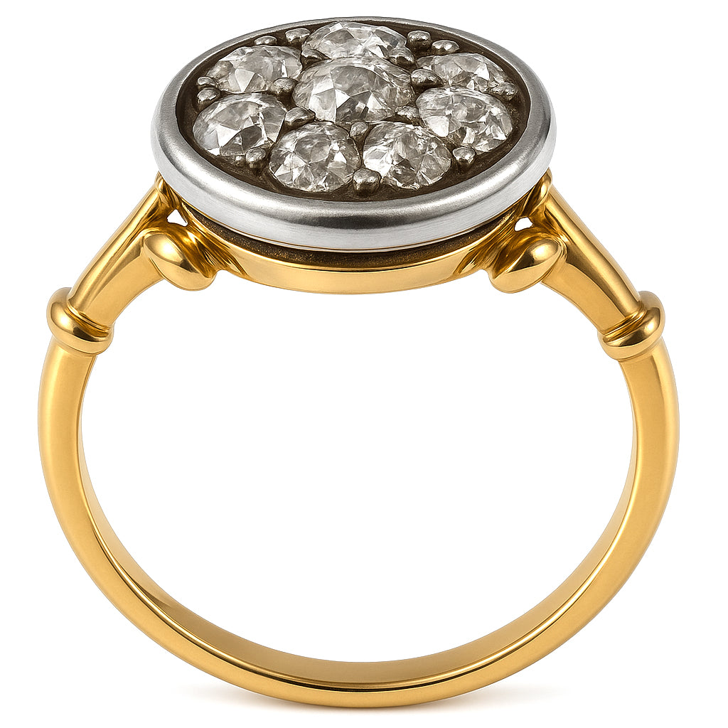 Anello in Oro giallo 18 carati e Argento 800 -  Diamanti