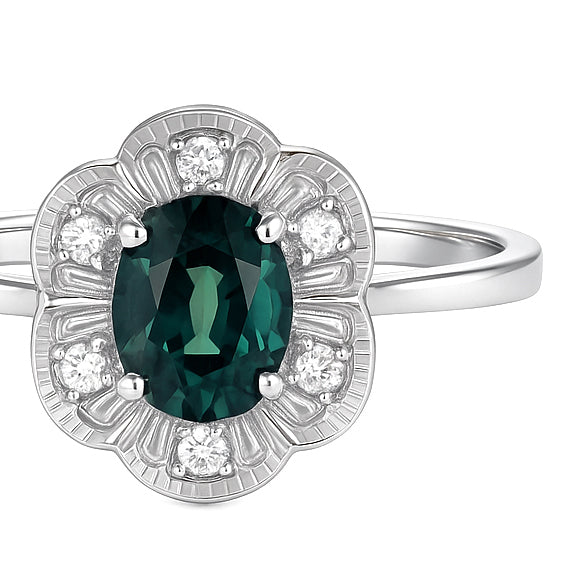 Anello - 18 carati Oro bianco - 0.65ct. tw. Topazio - Diamante