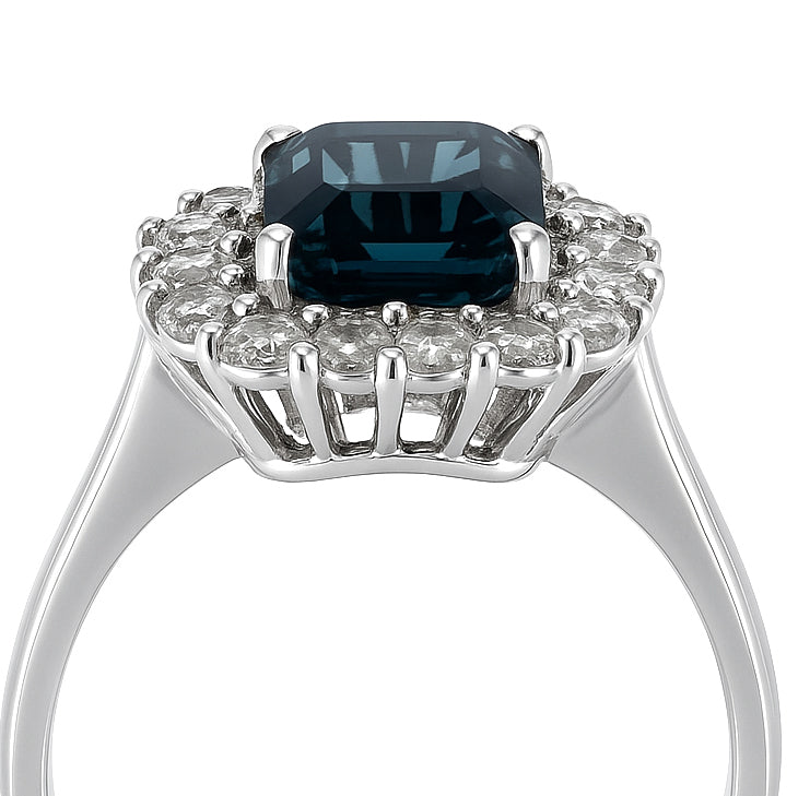 Anello - 18 carati Oro bianco - 2.31ct. tw. Topazio - Diamante