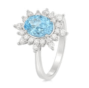 Anello - 18 carati Oro bianco - 2.71ct. tw. Acquamarina - Diamante