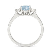 Anello - 18 carati Oro bianco - 0.92ct. tw. Acquamarina - Diamante