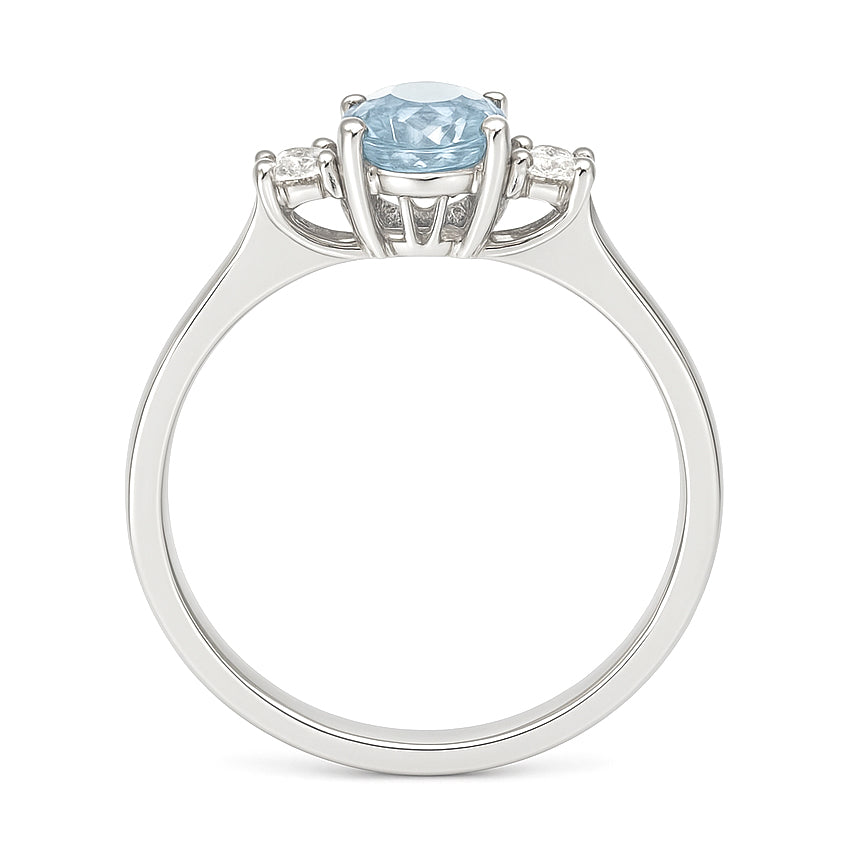 Anello - 18 carati Oro bianco - 0.92ct. tw. Acquamarina - Diamante