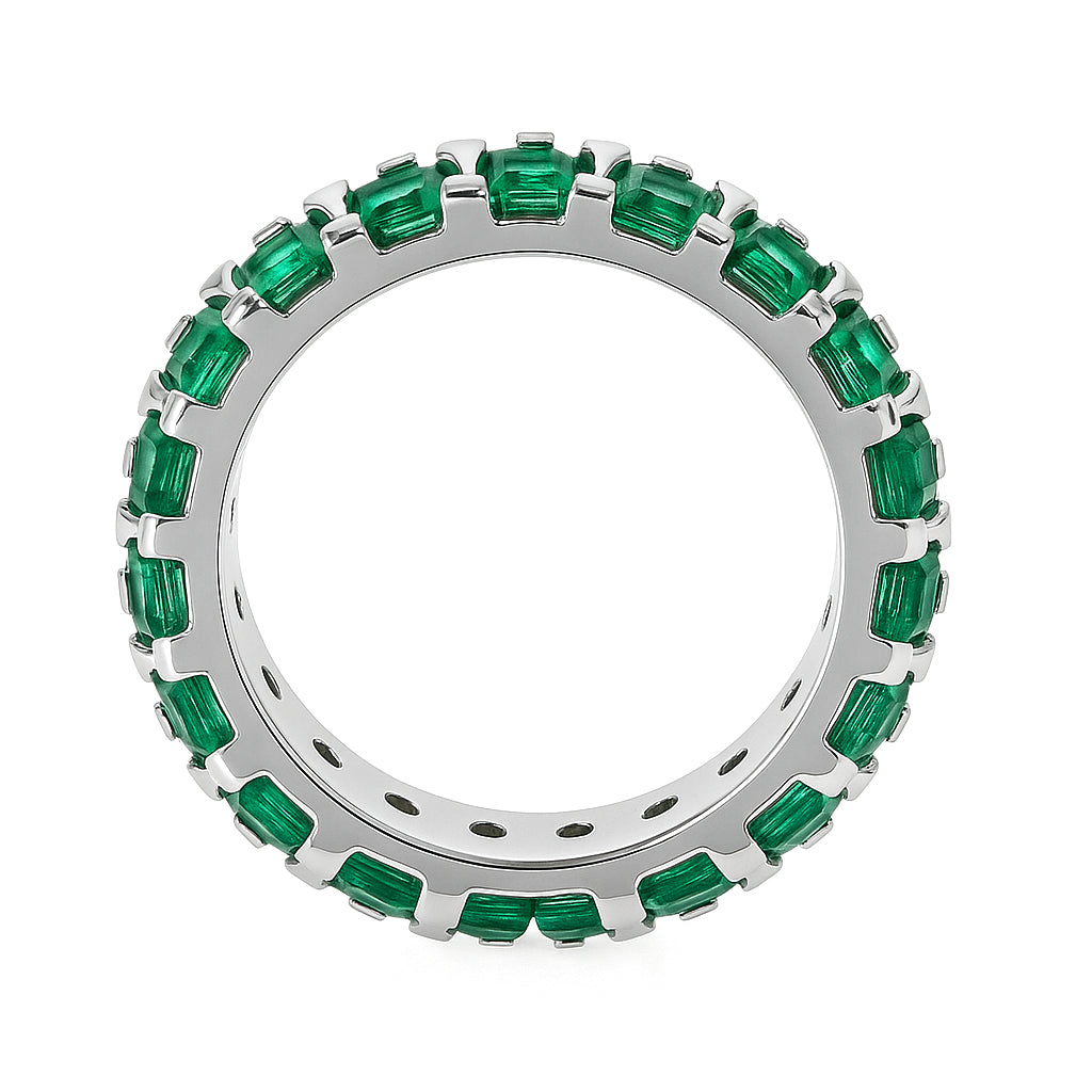 Anello - 18 carati Oro bianco - 2.90ct. tw. Smeraldo