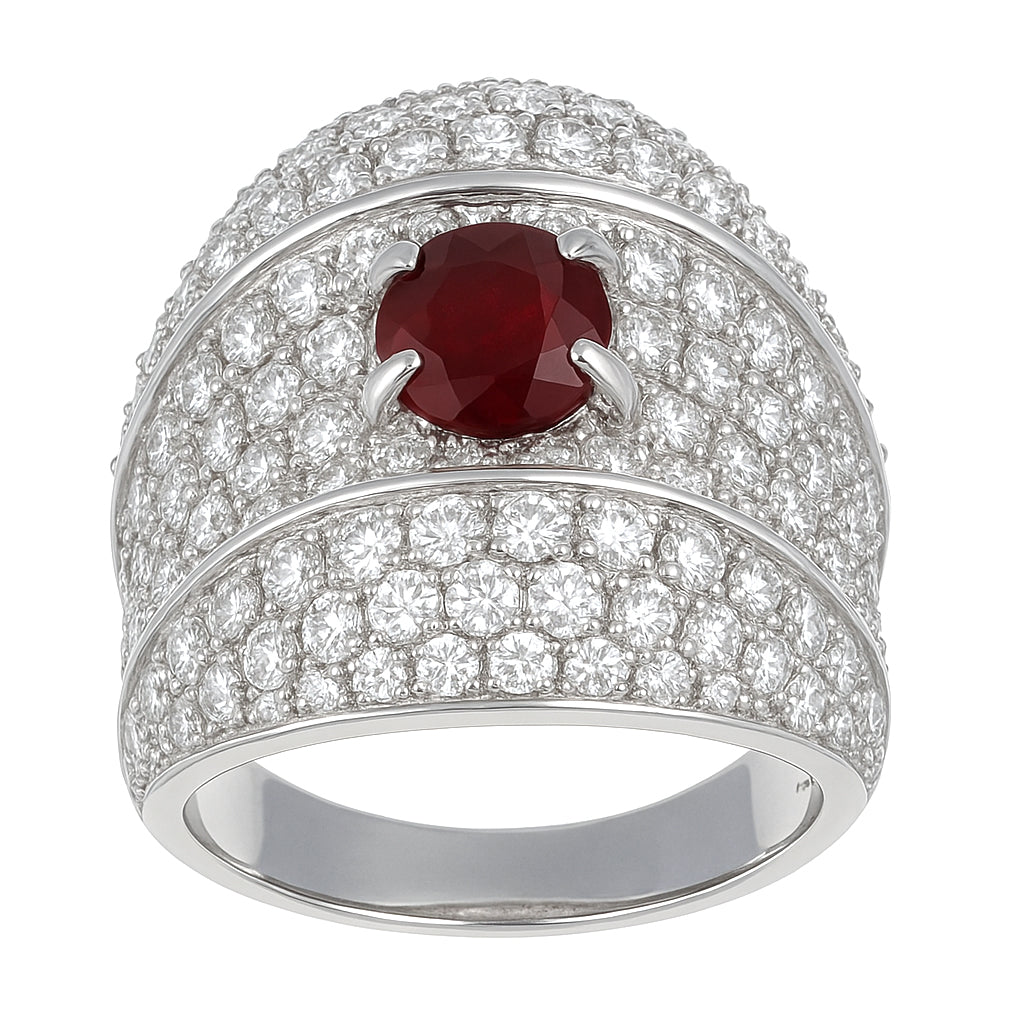 Anello - 18 carati Oro bianco - 2.55ct. tw. Diamante (Naturale) - Rubino