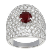 Anello - 18 carati Oro bianco - 2.55ct. tw. Diamante (Naturale) - Rubino