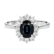 Anello - 18 carati Oro bianco - 1.05ct. tw. Zaffiro - Diamante