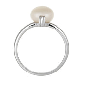 Anello - 18 carati Oro bianco - 0.01ct. tw. Diamante (Naturale) - Perla