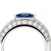 Anello - 18 carati Oro bianco - 2.61ct. tw. Zaffiro - Diamante