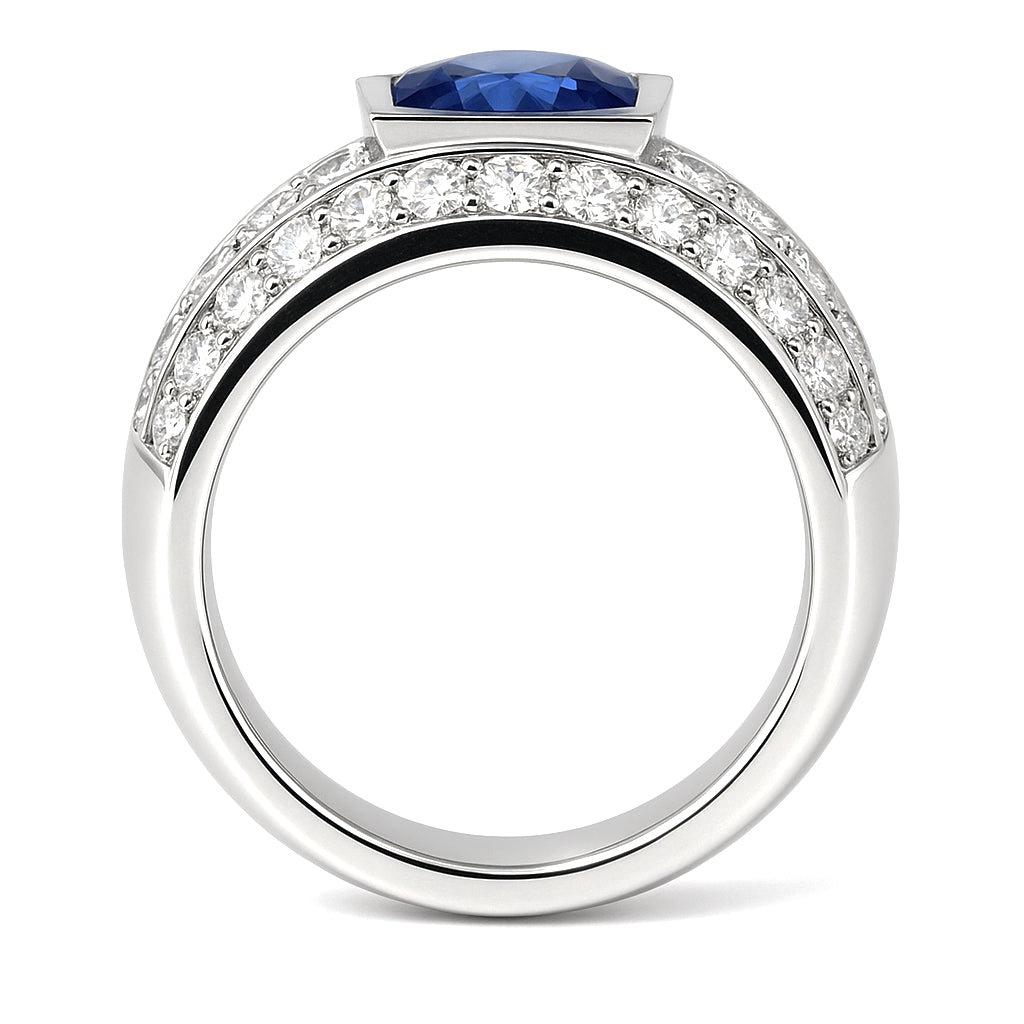 Anello - 18 carati Oro bianco - 2.61ct. tw. Zaffiro - Diamante