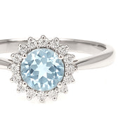 Anello - 18 carati Oro bianco - 0.96ct. tw. Acquamarina - Diamante