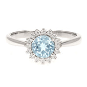 Anello - 18 carati Oro bianco - 0.96ct. tw. Acquamarina - Diamante