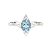 Anello - 18 carati Oro bianco - 0.90ct. tw. Acquamarina - Diamante