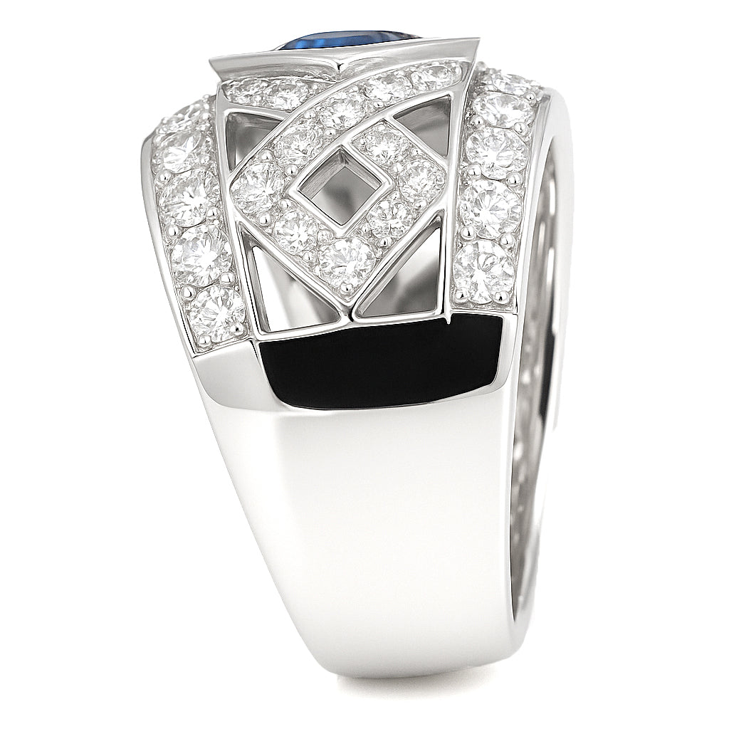 Anello - 18 carati Oro bianco - 2.61ct. tw. Zaffiro - Diamante