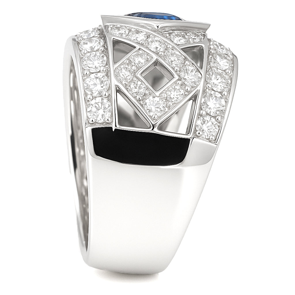 Anello - 18 carati Oro bianco - 2.61ct. tw. Zaffiro - Diamante