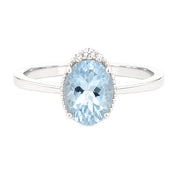 Anello - 18 carati Oro bianco - 1.05ct. tw. Acquamarina - Diamante