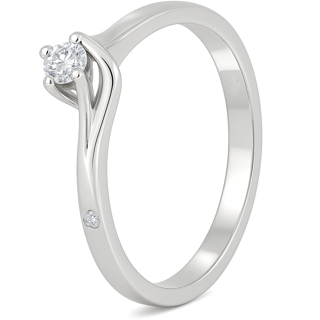 Anello - 18 carati Oro bianco - 0.08ct. tw. Diamante (Naturale)