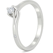 Anello - 18 carati Oro bianco - 0.08ct. tw. Diamante (Naturale)