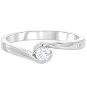 Anello - 18 carati Oro bianco - 0.08ct. tw. Diamante (Naturale)