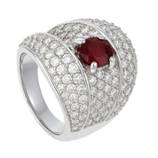 Anello - 18 carati Oro bianco - 2.55ct. tw. Diamante (Naturale) - Rubino