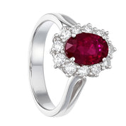 Anello - 18 carati Oro bianco - 1.15ct. tw. Rubino - Diamante