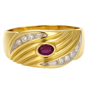 Anello - 18 carati Oro bianco, Oro giallo - 0.25ct. tw. Rubino - Diamante