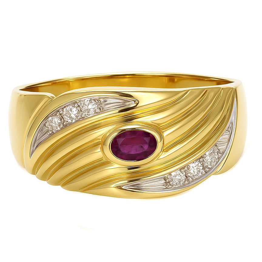 Anello - 18 carati Oro bianco, Oro giallo - 0.25ct. tw. Rubino - Diamante