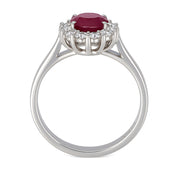 Anello - 18 carati Oro bianco - 1.15ct. tw. Rubino - Diamante