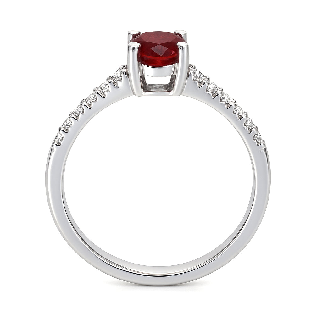 Anello - 18 carati Oro bianco - 1.28ct. tw. Rubino - Diamante