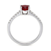 Anello - 18 carati Oro bianco - 1.28ct. tw. Rubino - Diamante