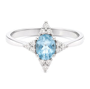 Anello - 18 carati Oro bianco - 0.92ct. tw. Acquamarina - Diamante