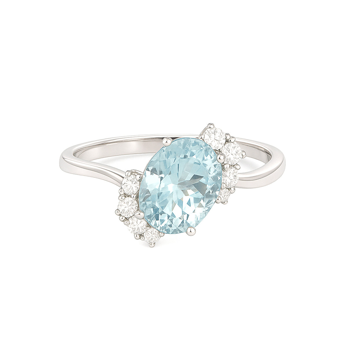 Anello - 18 carati Oro bianco - 1.66ct. tw. Acquamarina - Diamante