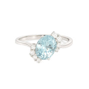 Anello - 18 carati Oro bianco - 1.66ct. tw. Acquamarina - Diamante